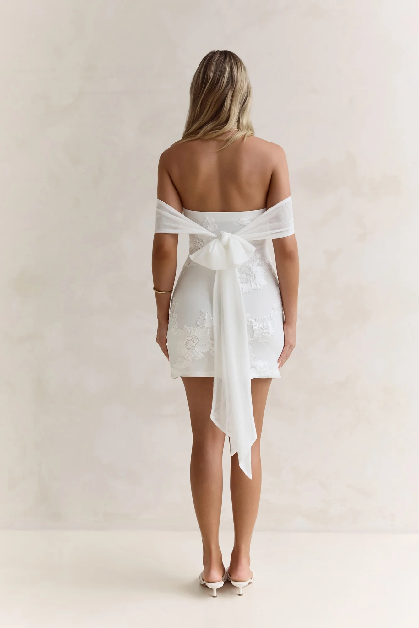 Forevermore Mesh Off Shoulder Mini Dress White
