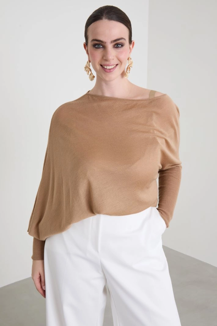 Asymmetrical wool sweater - CAMEL