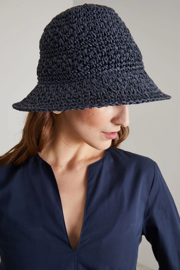 Textile paper cloche hat - BLUE