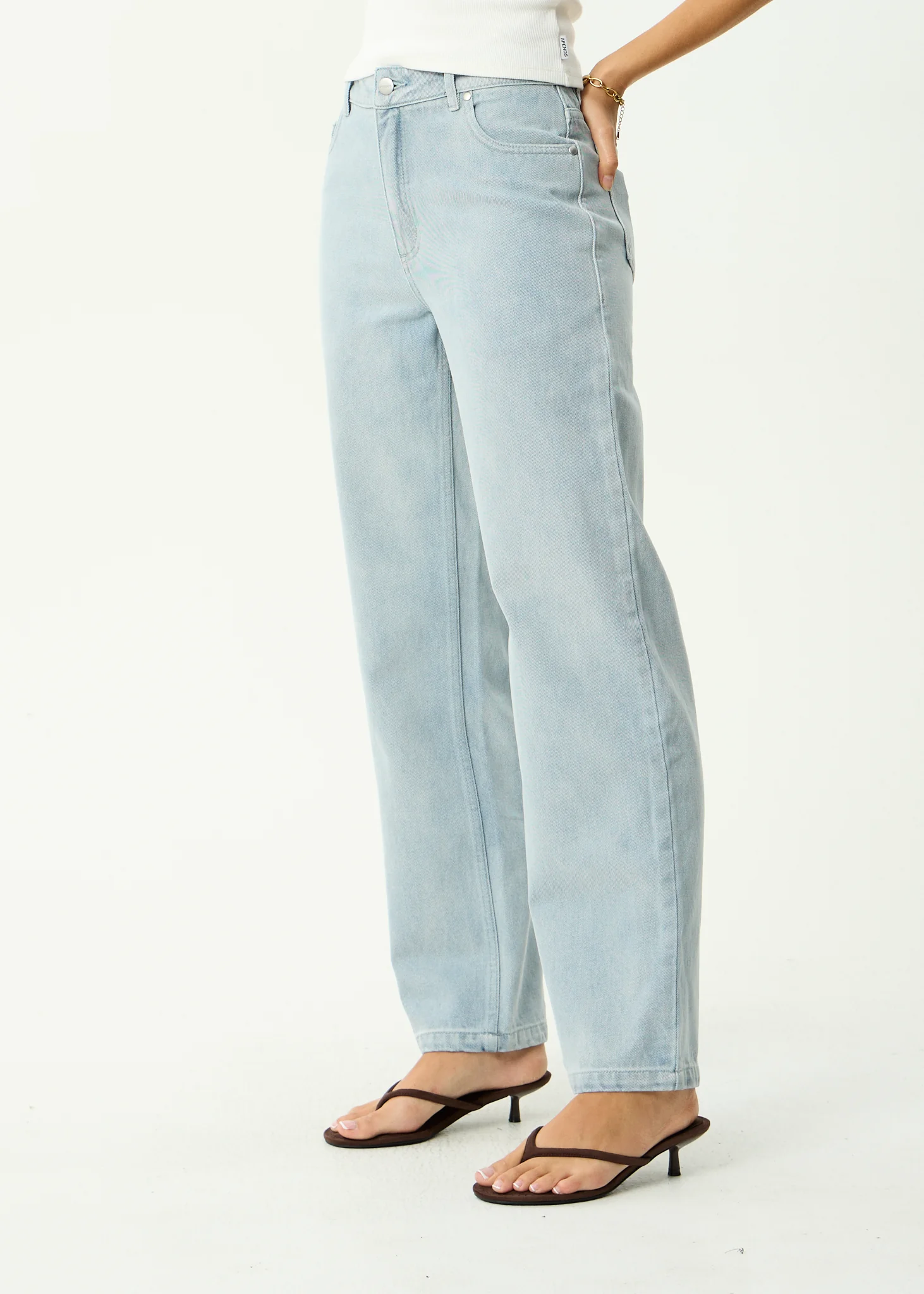 AFENDS Womens Leila - Straight Leg Jeans - Stone Blue