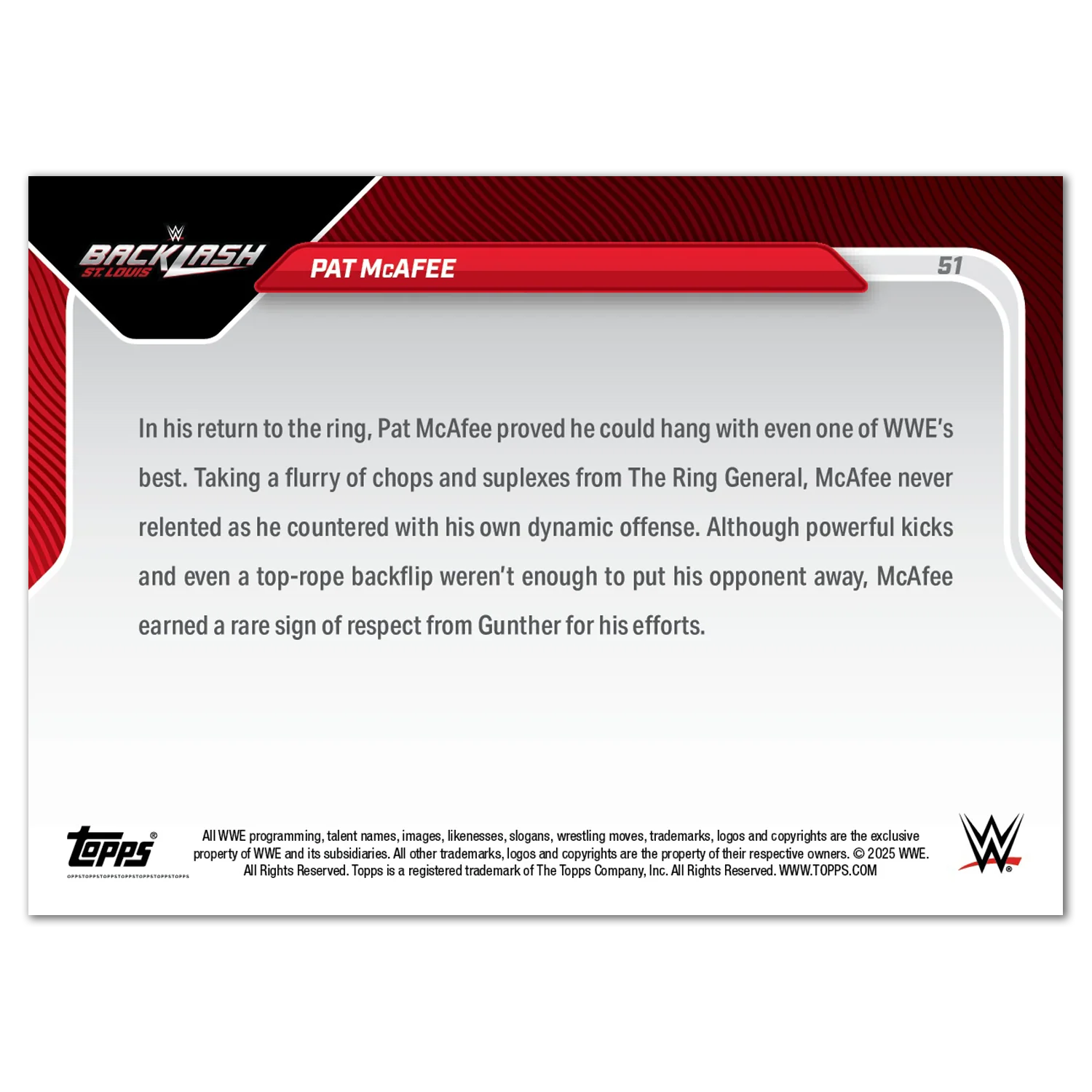 Pat McAfee - 2025 WWE Topps NOW® - Card 51