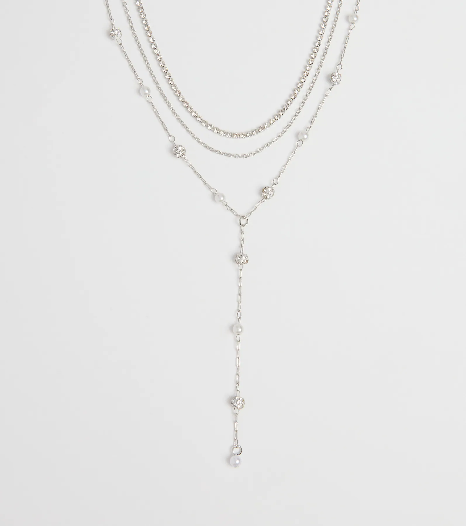 Unforgettable Luxe Rhinestone Pearl Layered Necklace