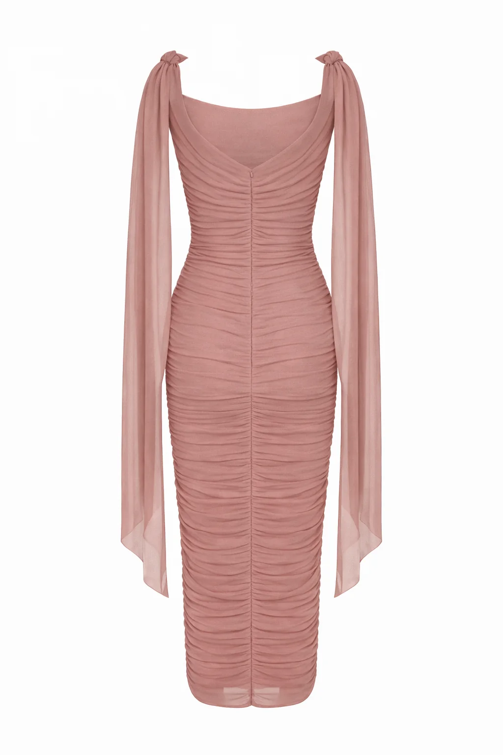 Midi Dress in Italian Mesh with Draping