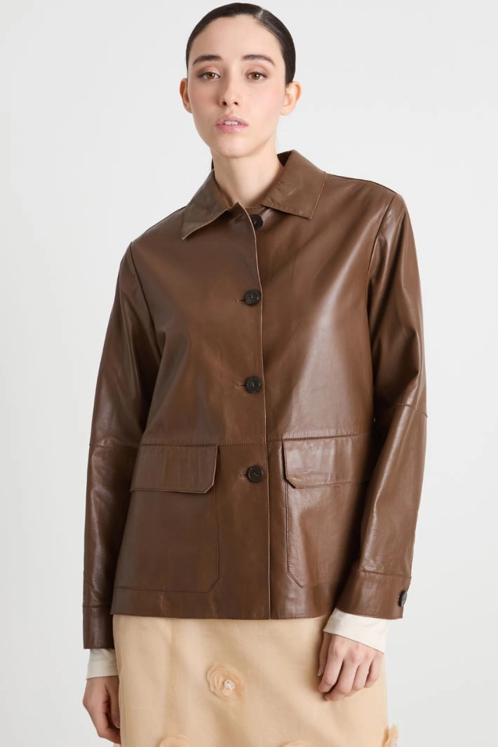 Straight-fit single-breasted jacket - BROWN