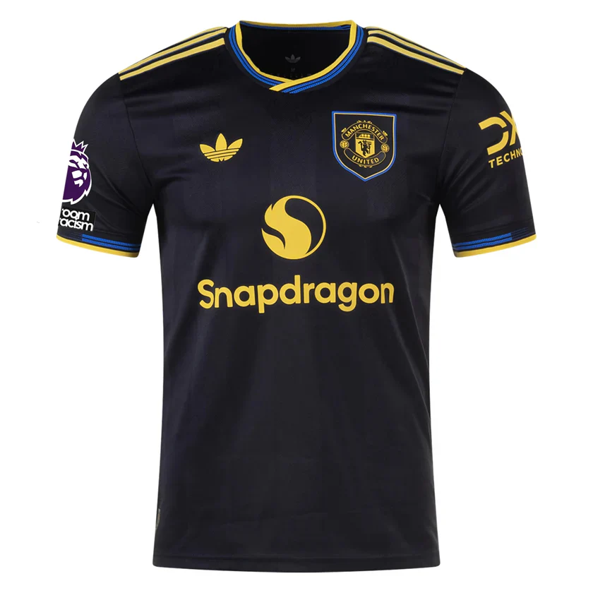 Mbeumo Men's Manchester United Authentic Third Jersey 25/26 w/ NRFR + EPL Patches (Black)
