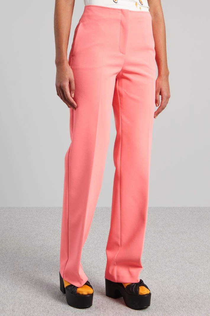 High waist cady trousers - VIVID PINK