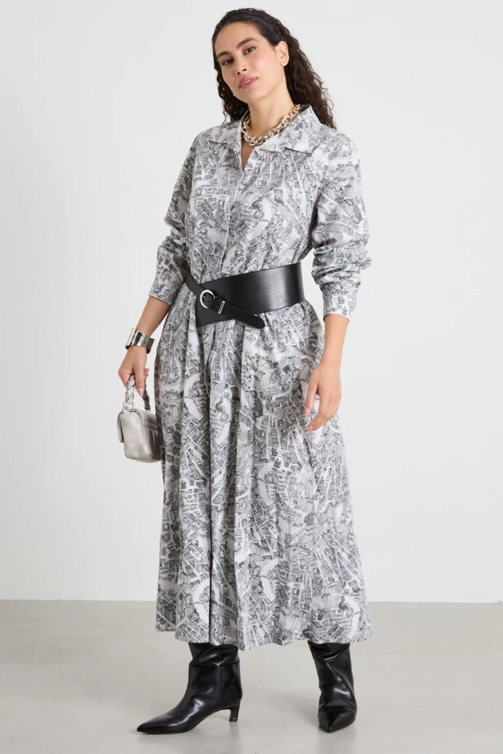 Long poplin dress - WHITE