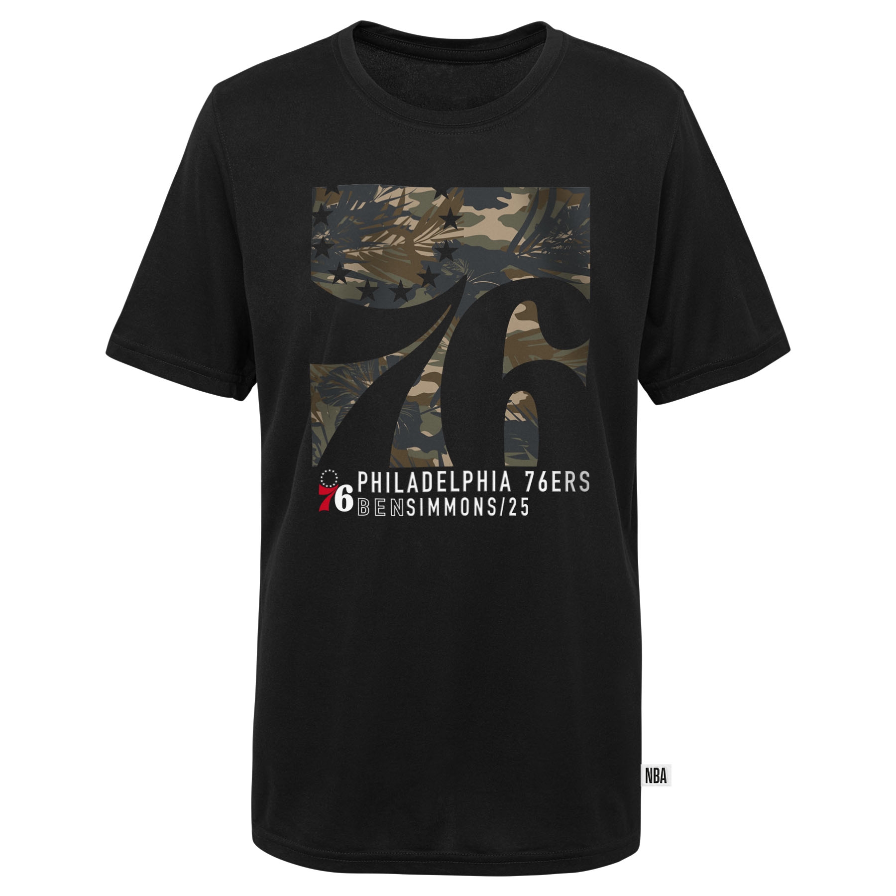 Philadelphia 76ers Ben Simmons Camo Logo NBA T-Shirt Black