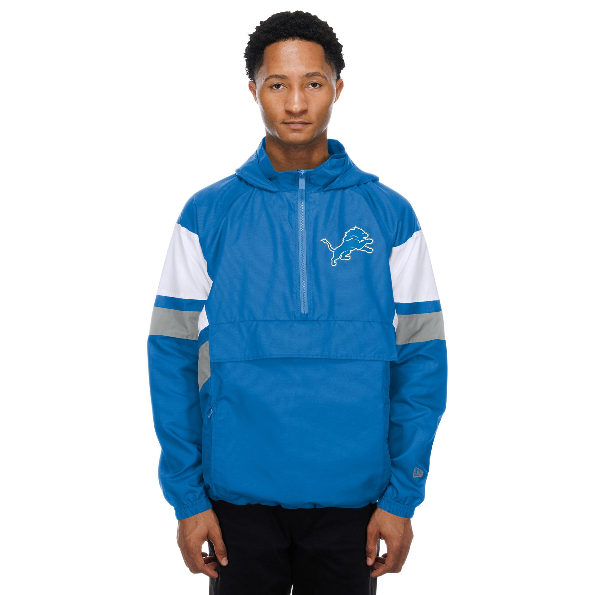 Detroit Lions NFL Quarter Zip Windbreaker Jacket Blue