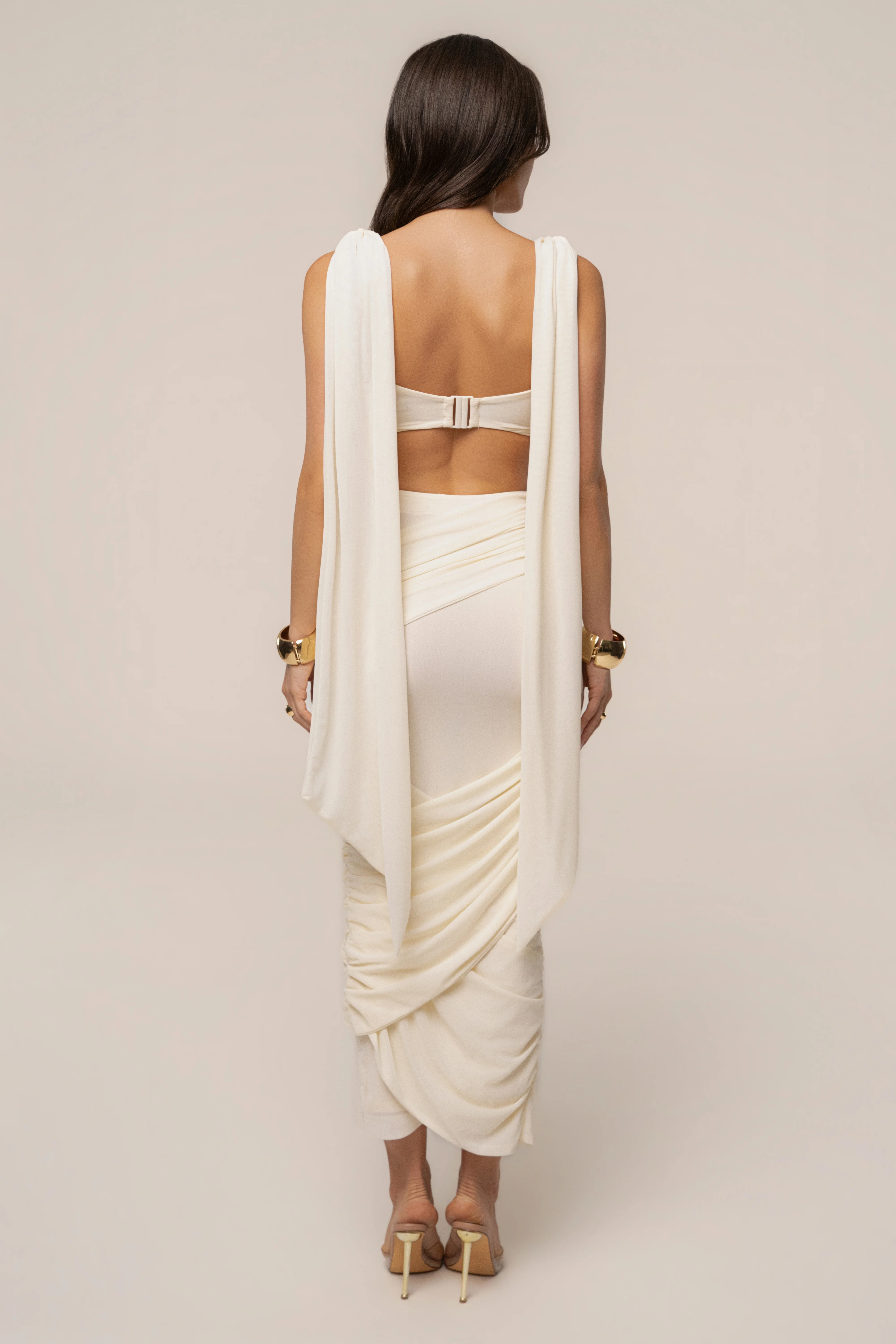 Ivory Divine Drape Mesh Skirt Set