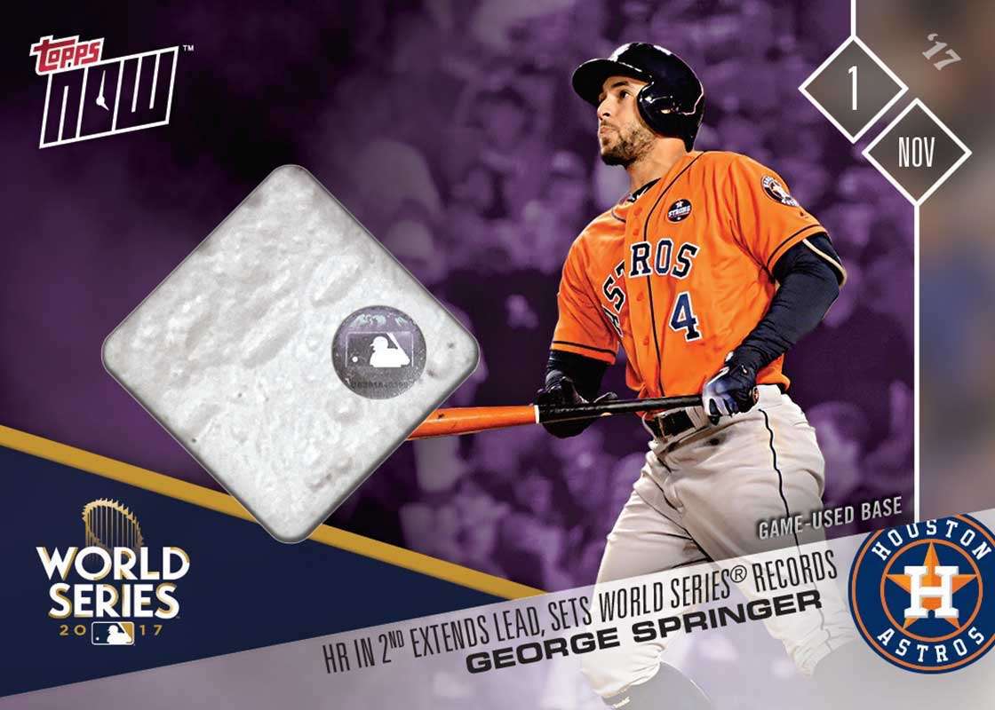 Game Used Base Card # to 25 - George Springer HR in 2nd Extends Lead & Sets World Series Records - TOPPS NOW®