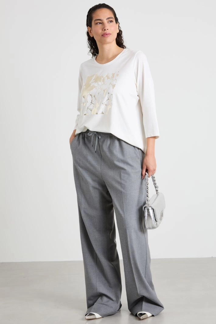 Stretch cotton jersey T-shirt - WHITE GOLD