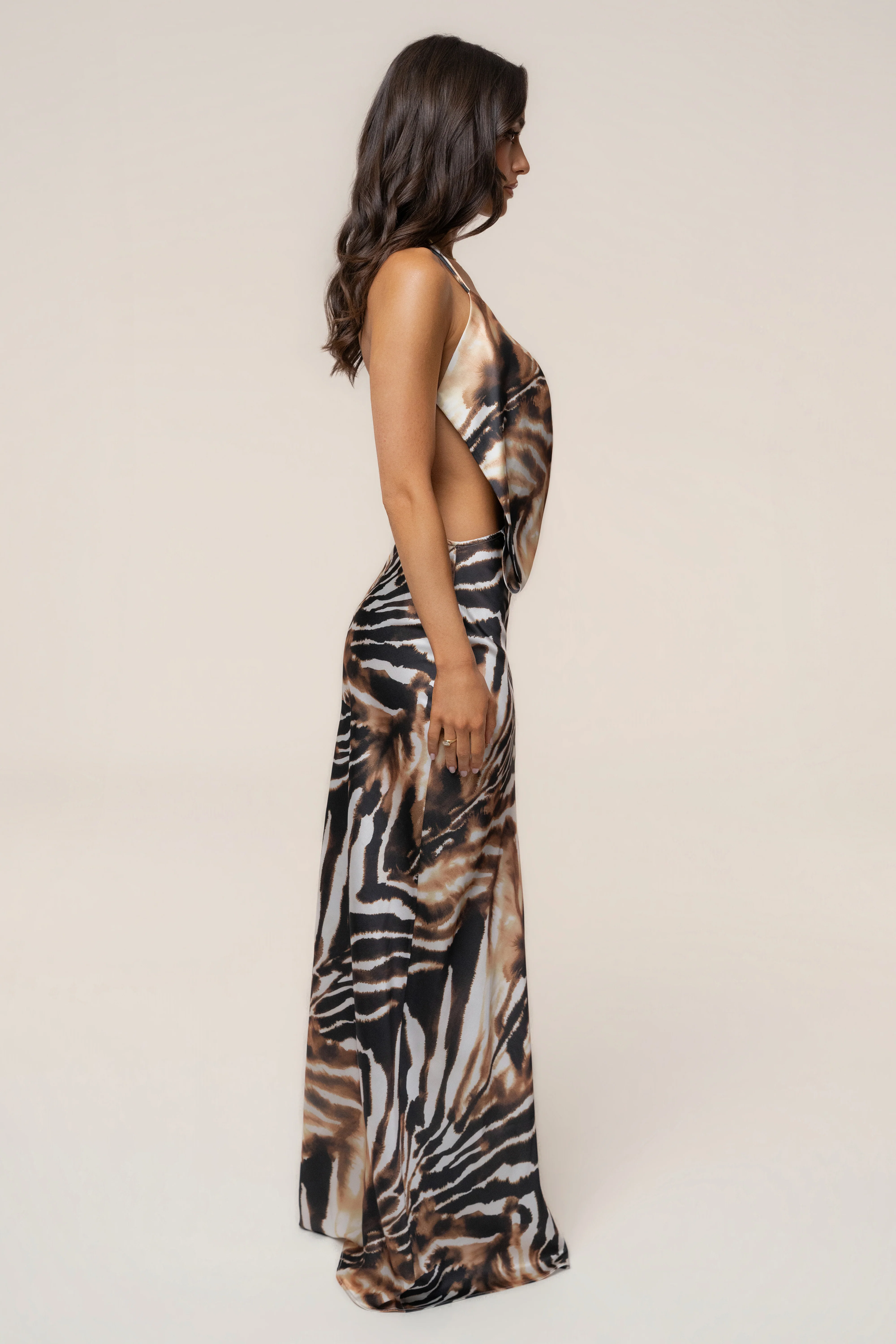 Zebra Delmara Cowl Maxi Dress