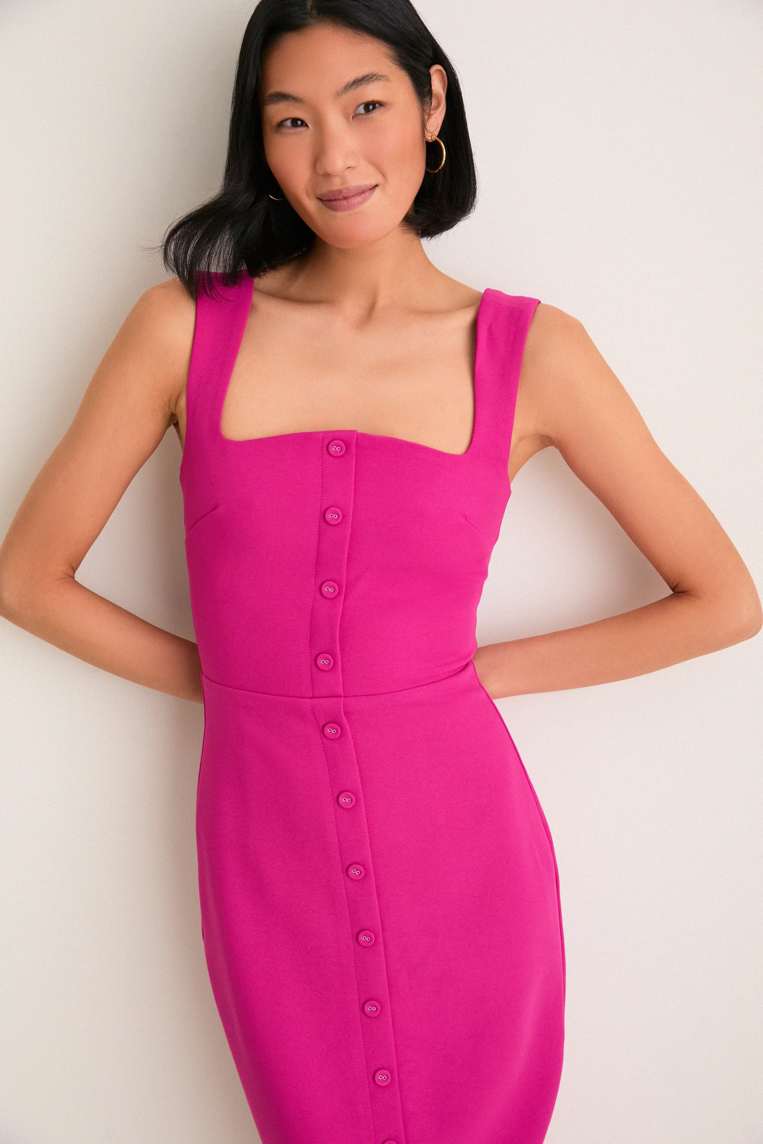Magenta Pink Elva Midi Dress