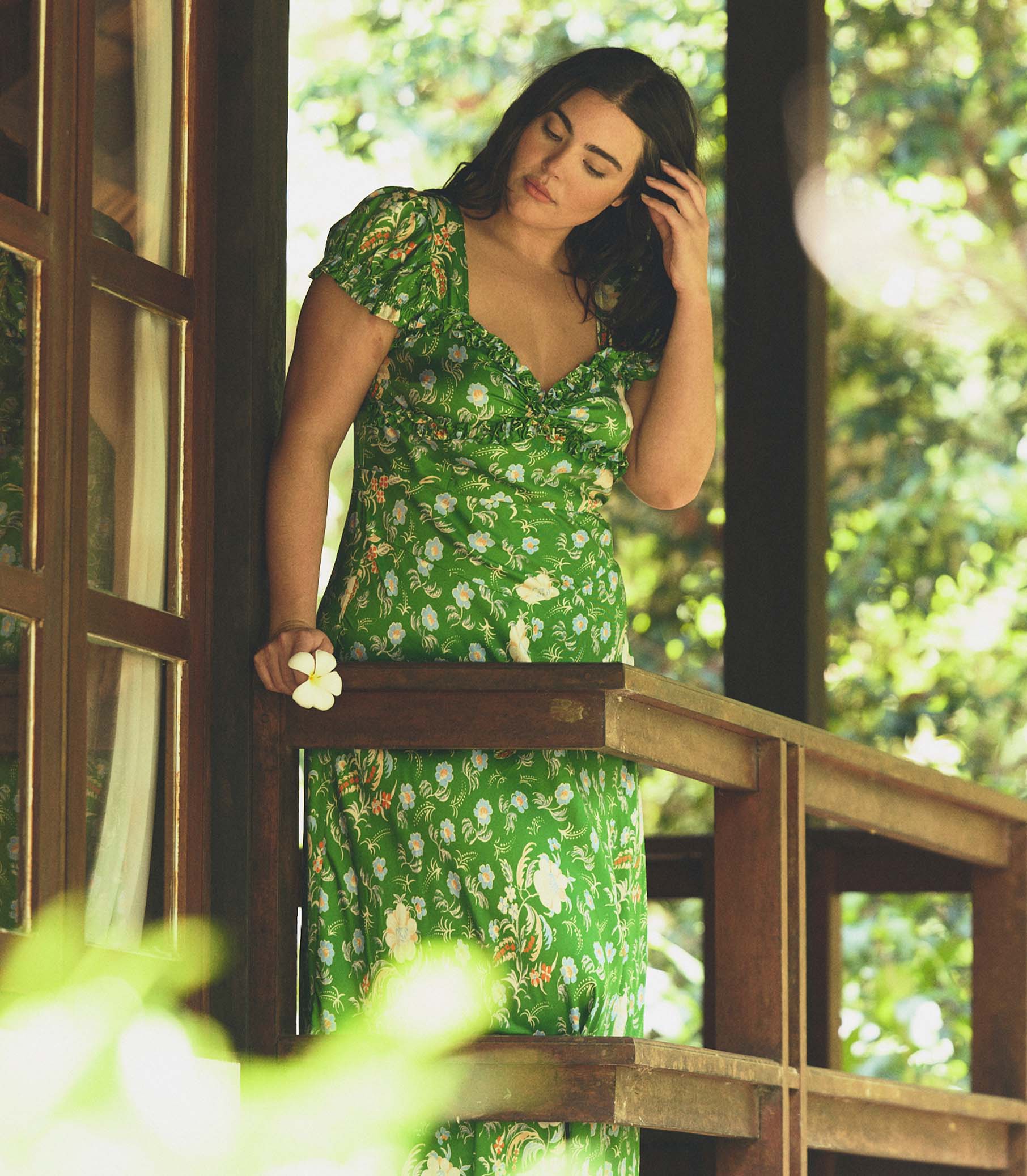 Valerine Maxi Dress - Emerald Hollyhock Hills