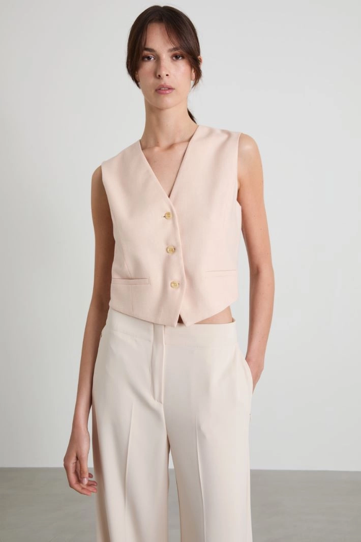 Canvas and twill gilet - POWDER PINK
