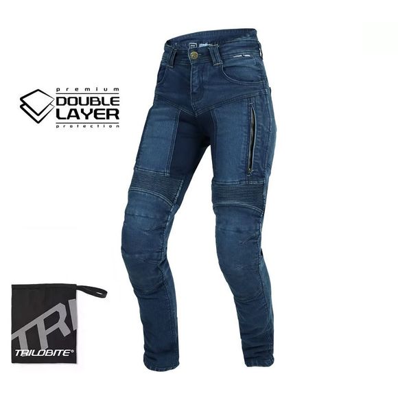Motorcycle Jean Trilobite Parado Doublelayer Ladies - Slim - BlueRef: TRI0151