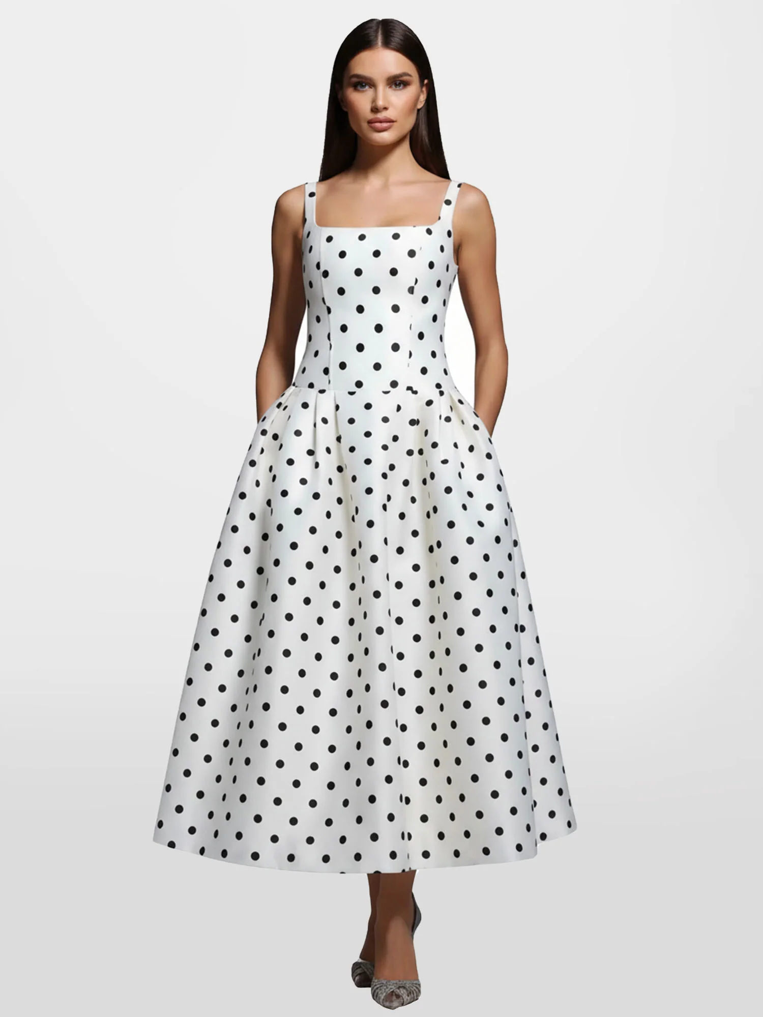 Polka Dot Maxi Dress Evening Flair