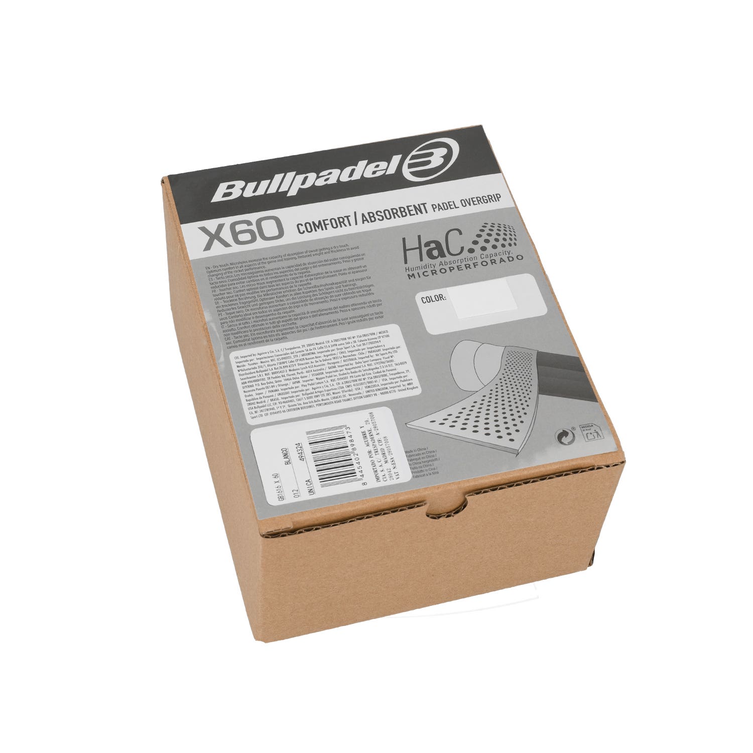 BOX OF 60 BULLPADEL WHITE OVERGRIPS GB1616