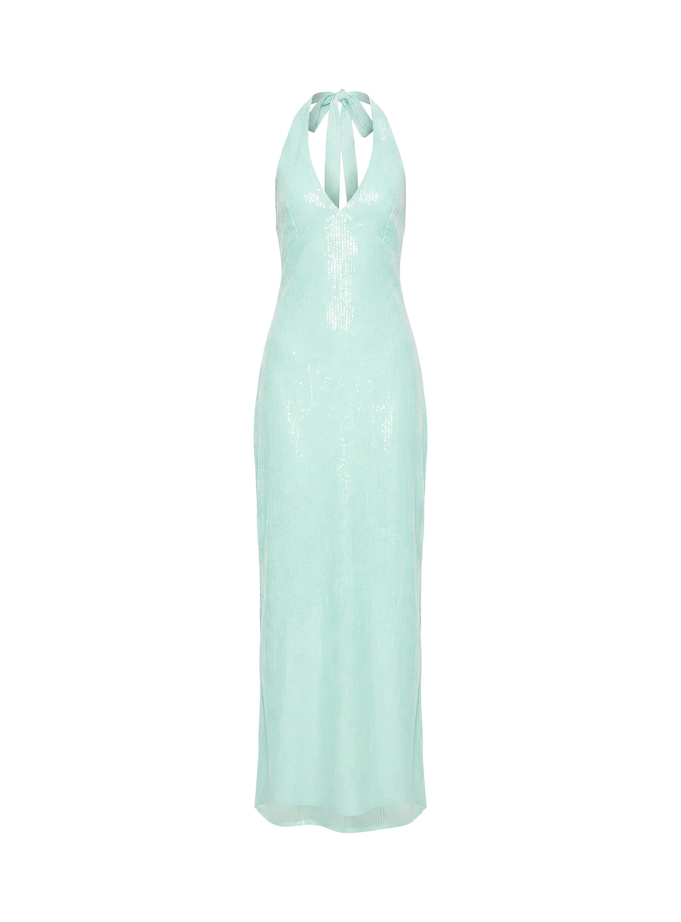Isanna Halter Sequin Maxi Dress Jelly Mint