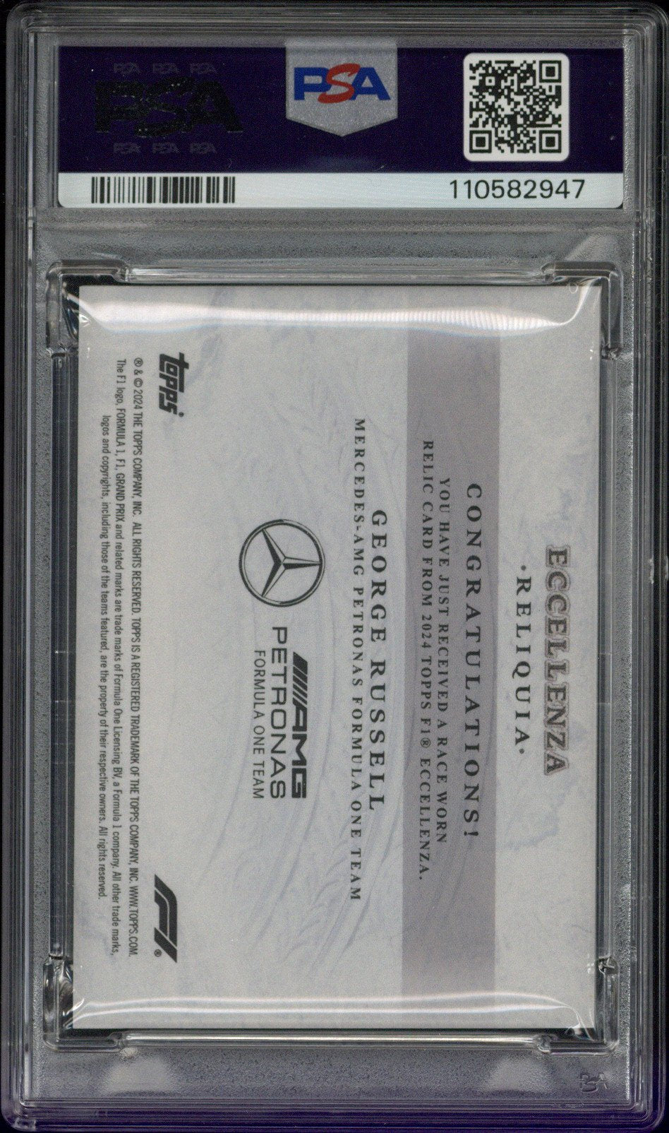 2024 Topps Eccellenza F1 George Russell Reliquia PSA 10