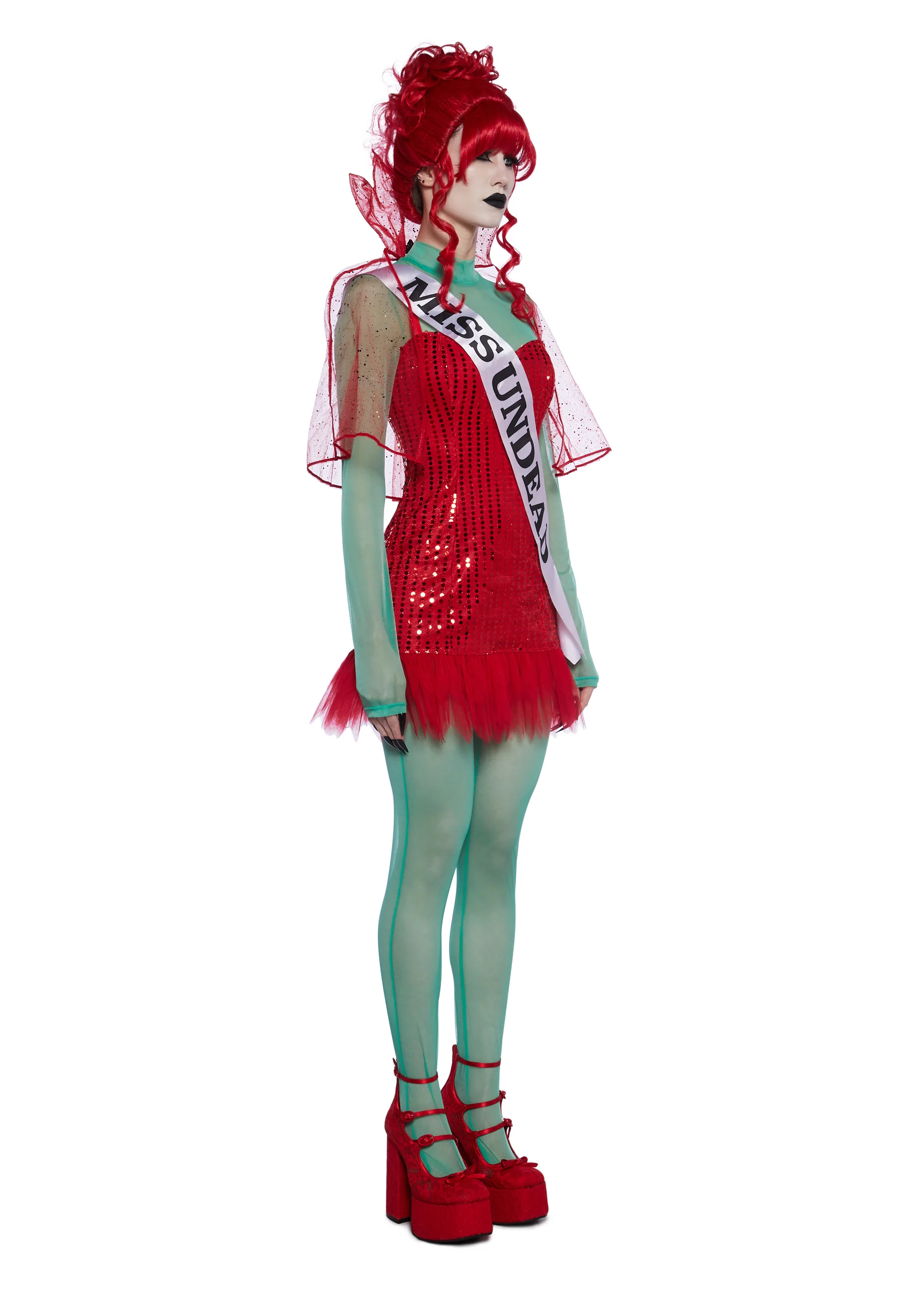 Miss Afterlife Receptionist Costume and Wig Set
