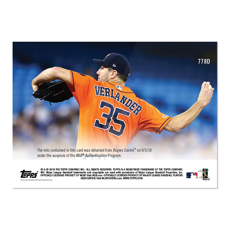 Game-Used Ball Relic # to 1 - Justin Verlander - MLB TOPPS NOW® Card 778D