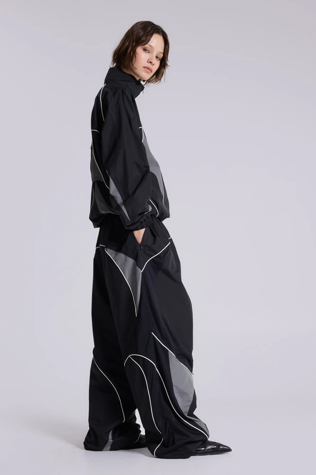 Black Panelled Vapor Joggers