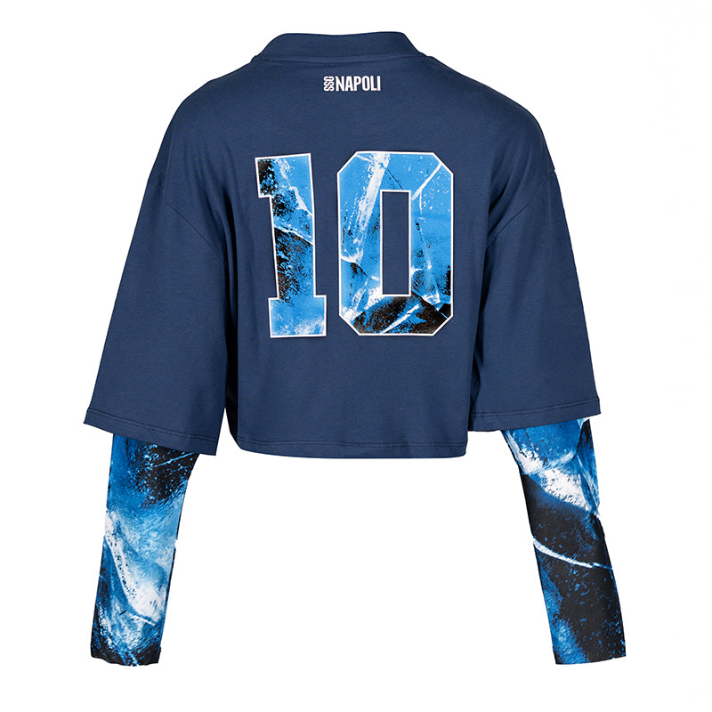 SSC Napoli Marechiaro Navy Blue Crop T-Shirt