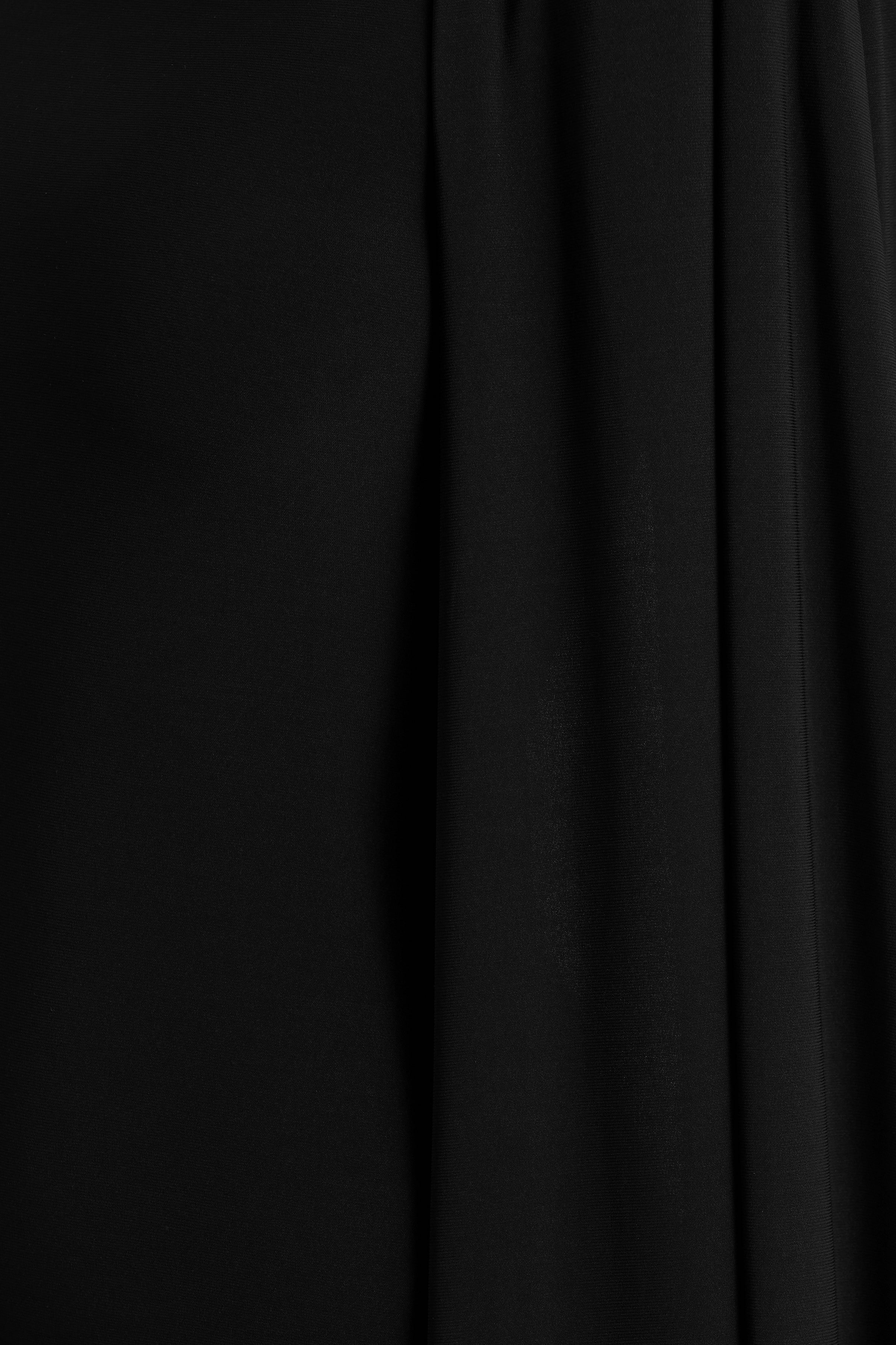 Mimi | Black Jersey Round Neck Long Sleeve Maxi Dress With Cape