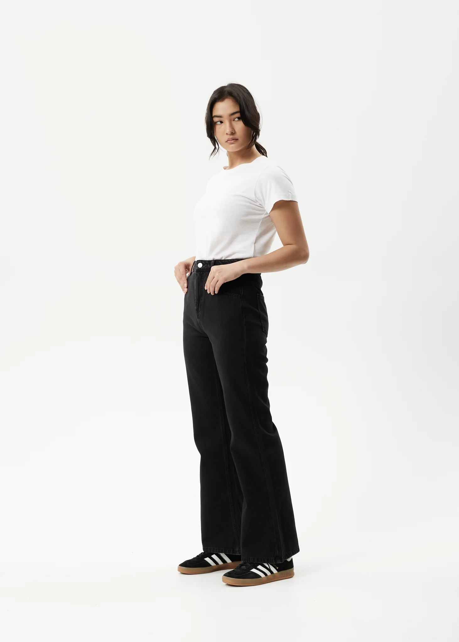 AFENDS Womens Marsha - Denim Slim Flared Jean - Washed Black