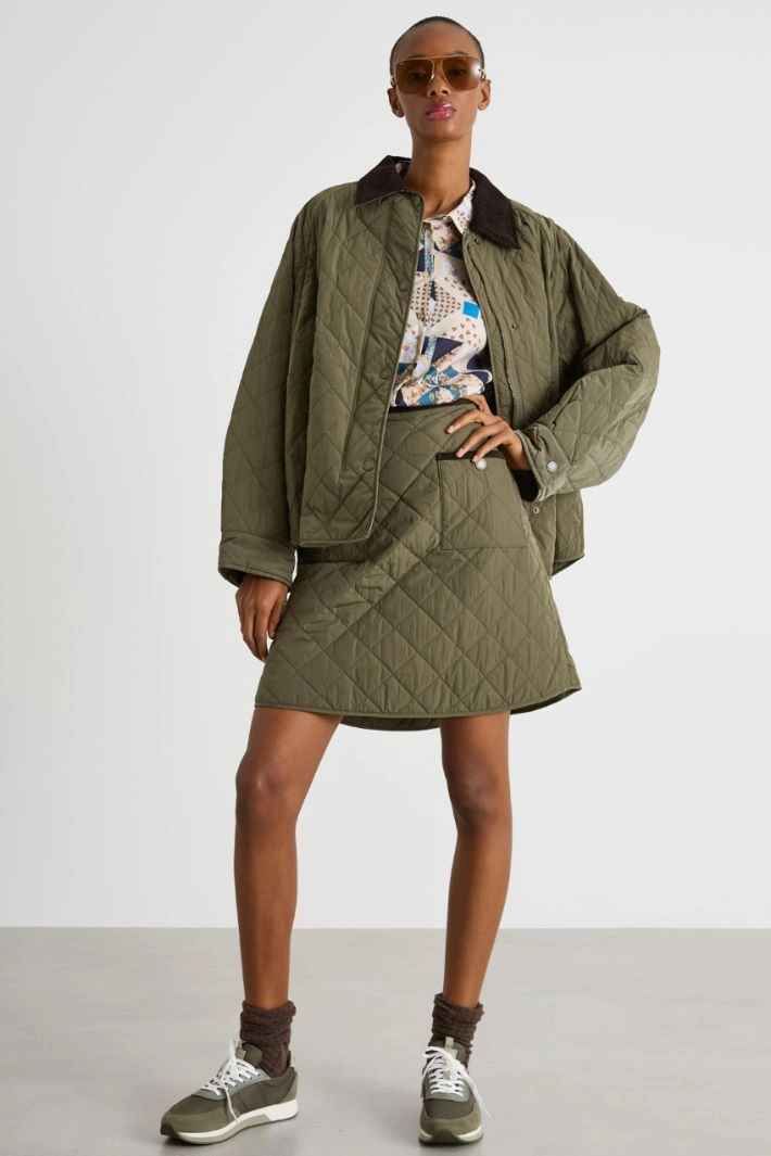 Water-repellent quilted taffeta skirt - GREEN
