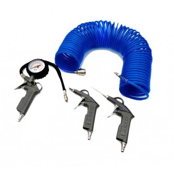 Brazoline Compressor - Inflator with 2 Blow Guns 15m Flexible Hose and Universal Pneumatic FittingsRef: BRZ0064 / 60050