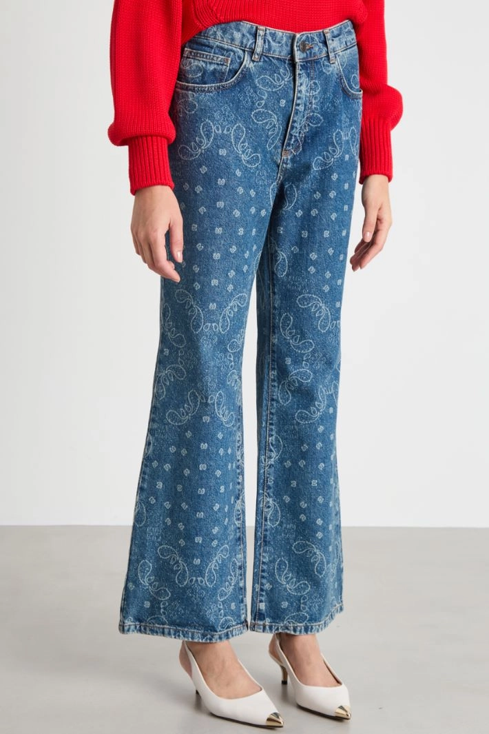 Patterned flared jeans - BLUE