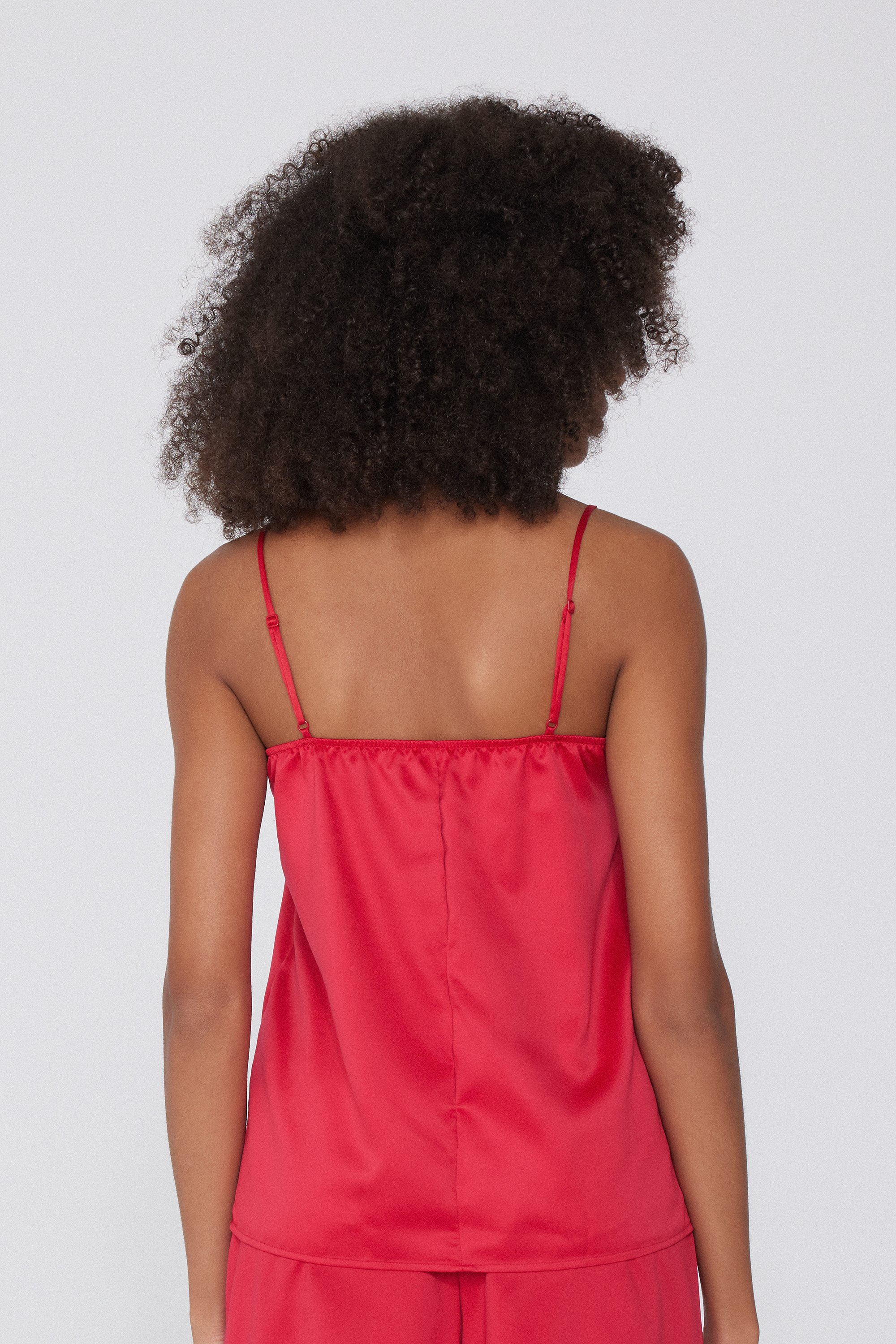 Satin and Lace Camisole with Narrow Shoulder Straps