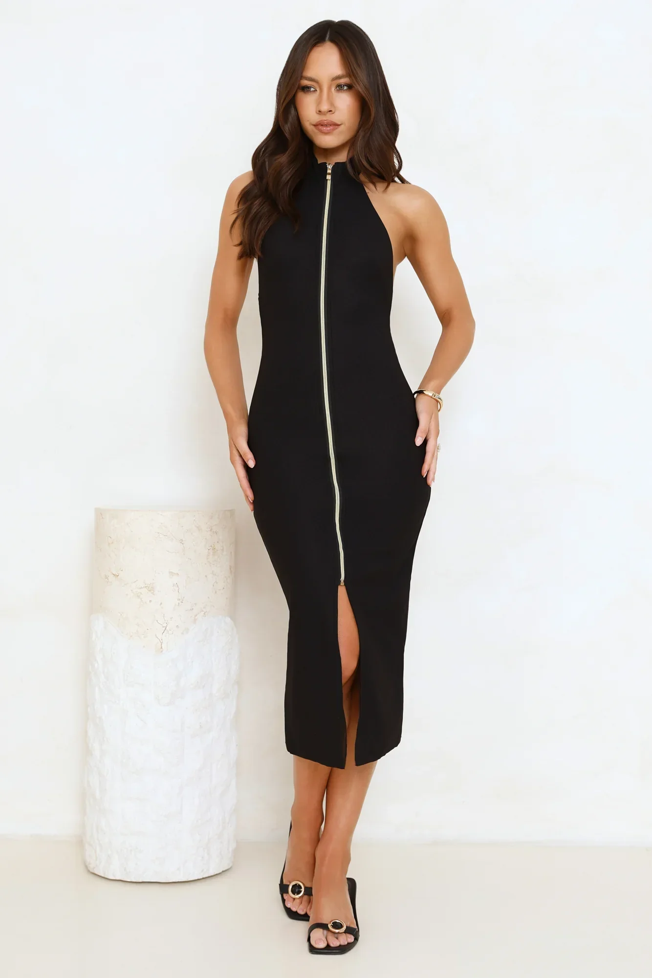 Sweet Temptations Halter Midi Dress Black