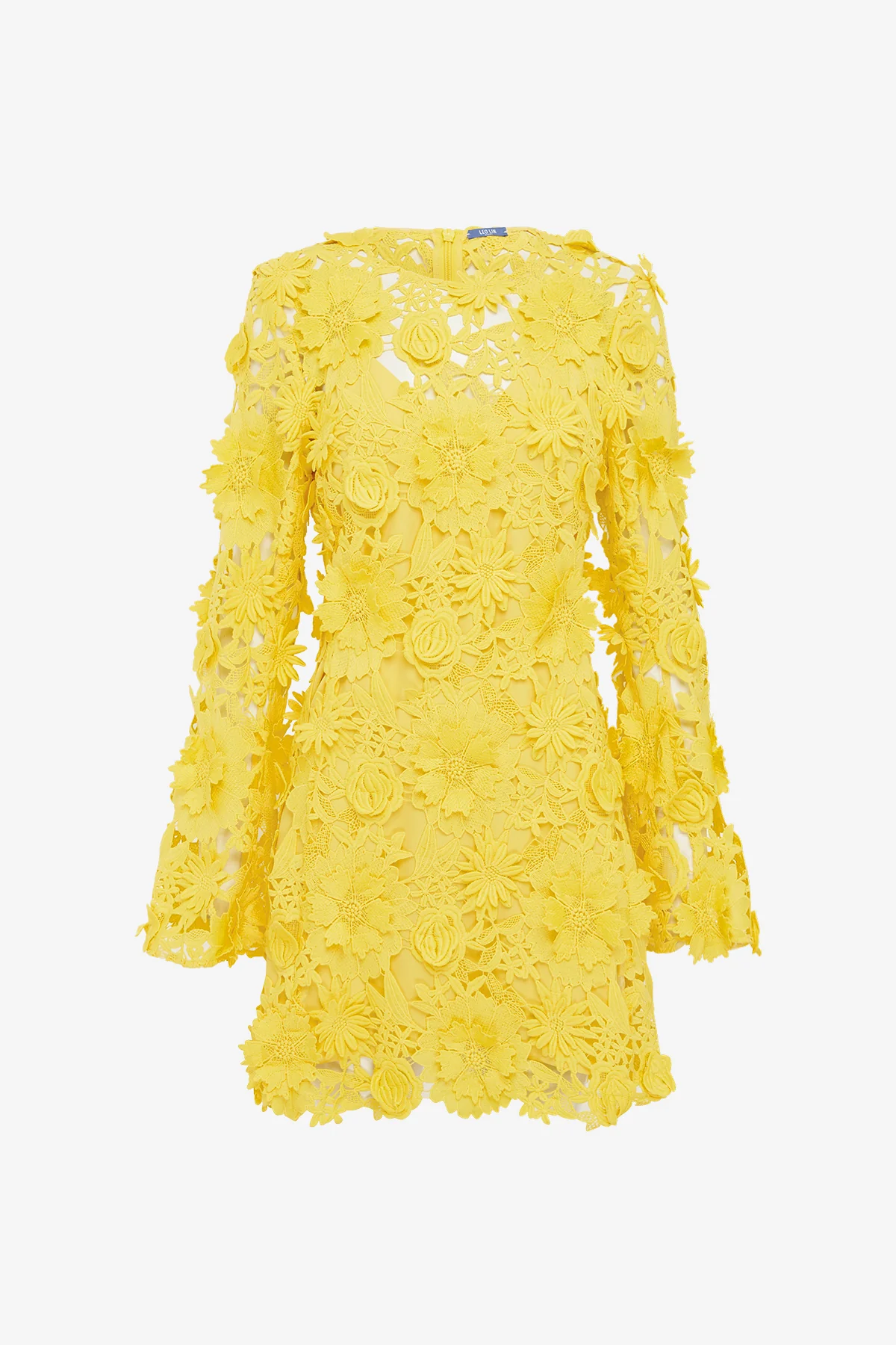 Suzanne Lace Bell Sleeve Mini Dress - Sunshine