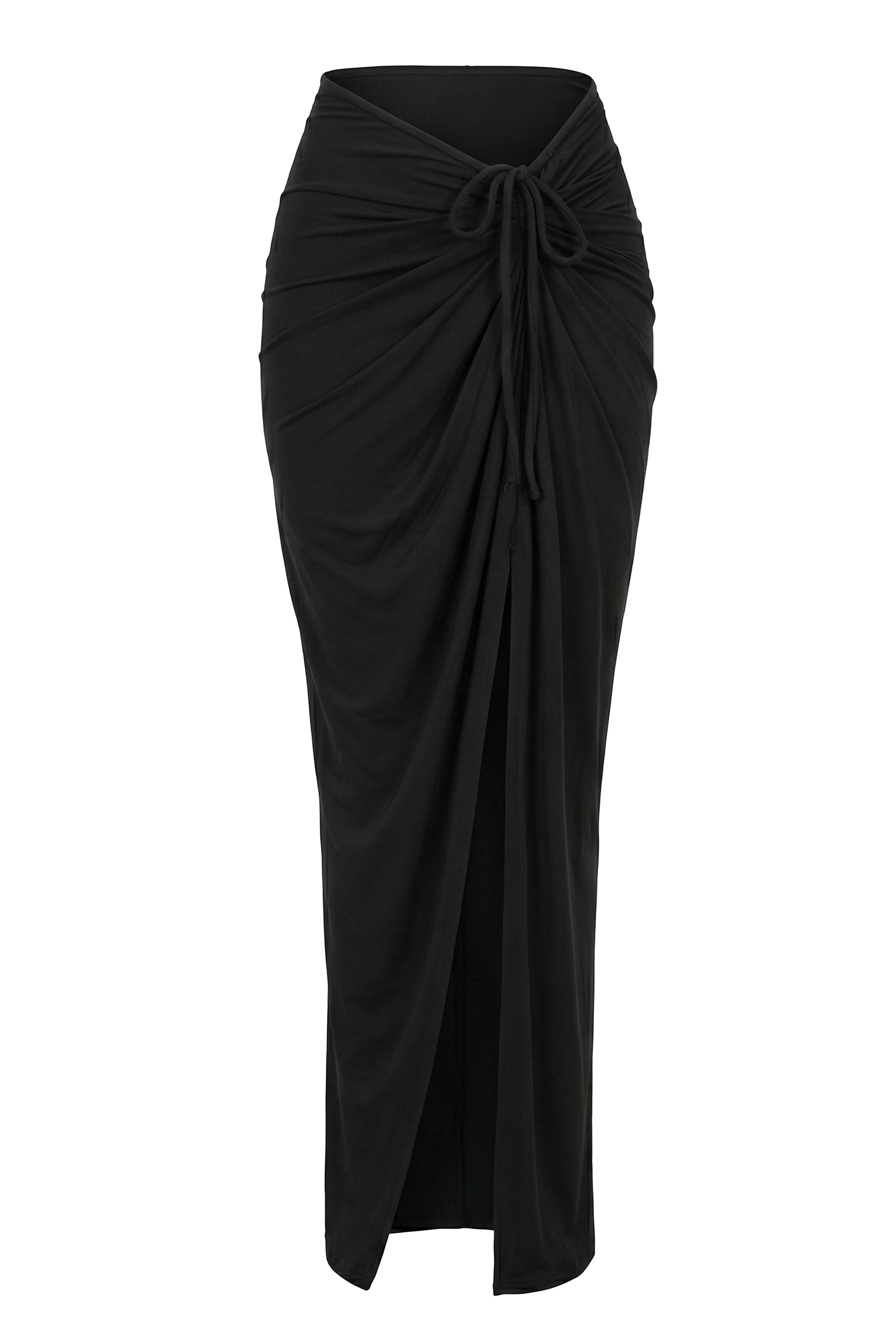 Black Island Drape Maxi Skirt