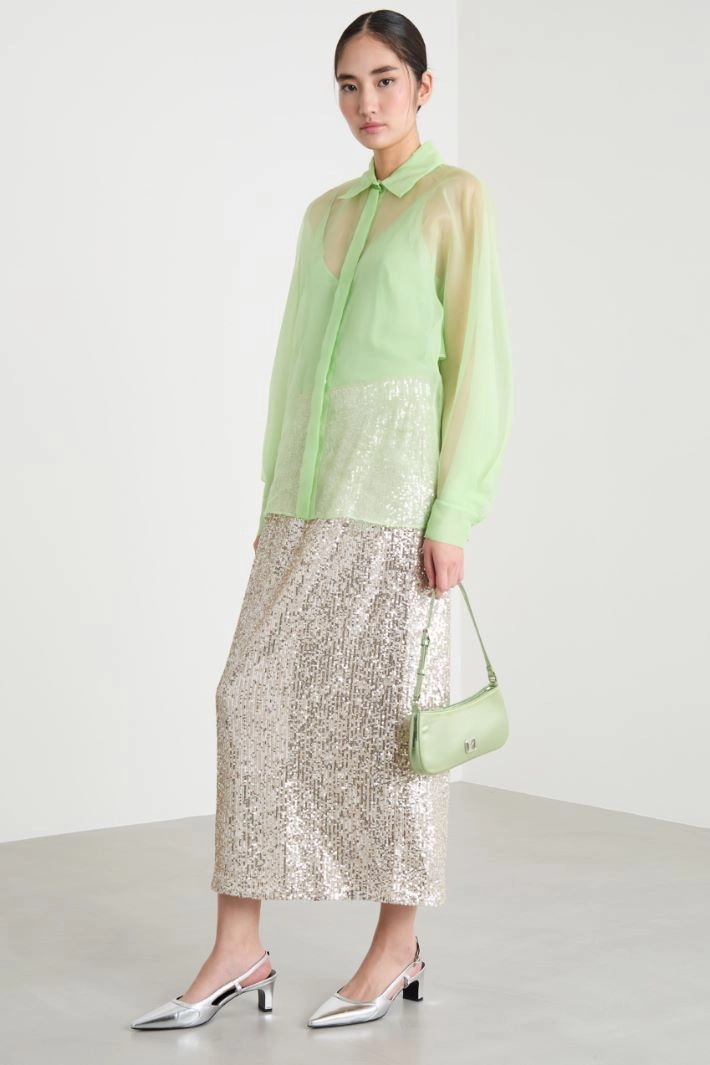 Embroidered tulle skirt - SILVER