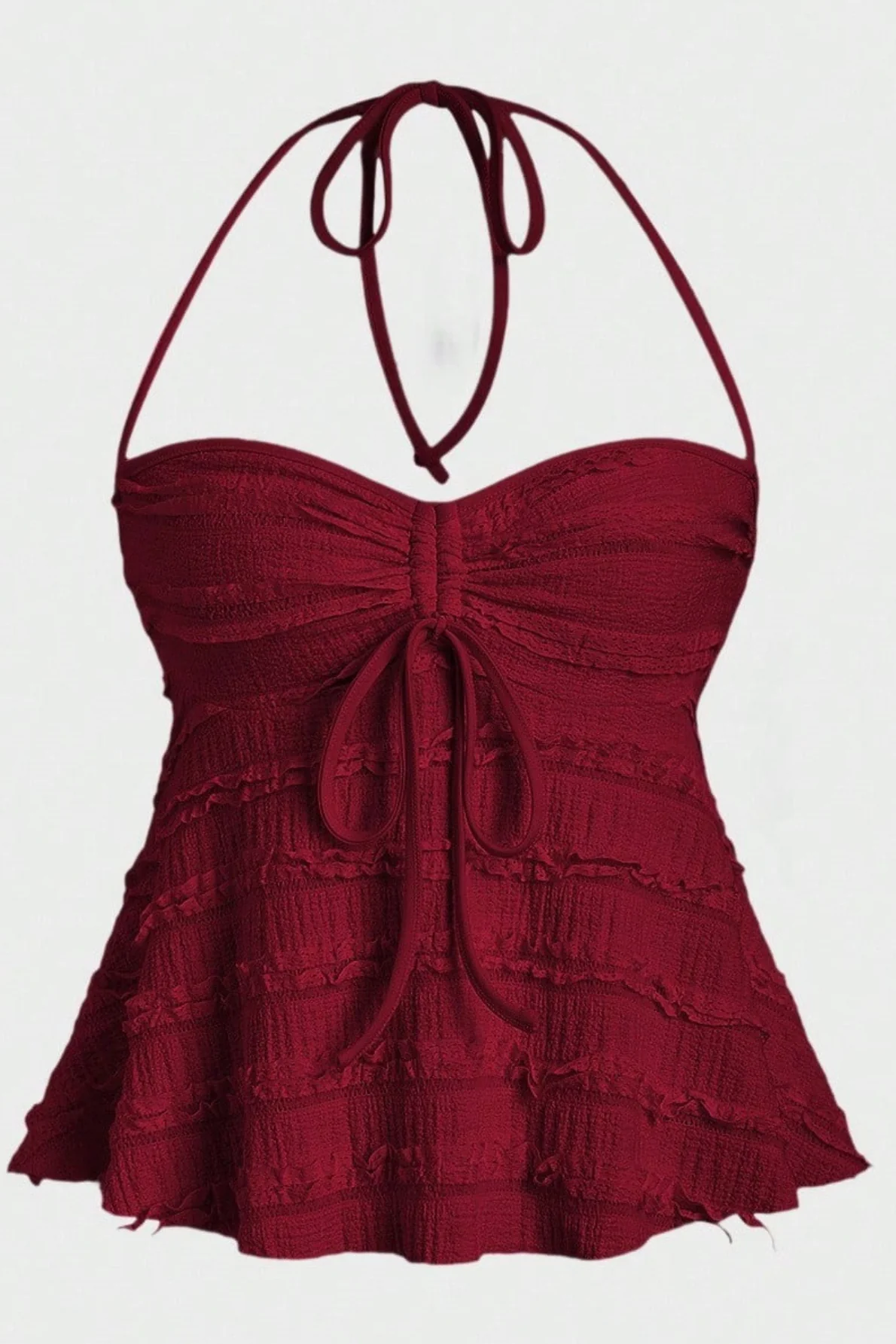 Asymmetrical Tie Halter Bikini Set