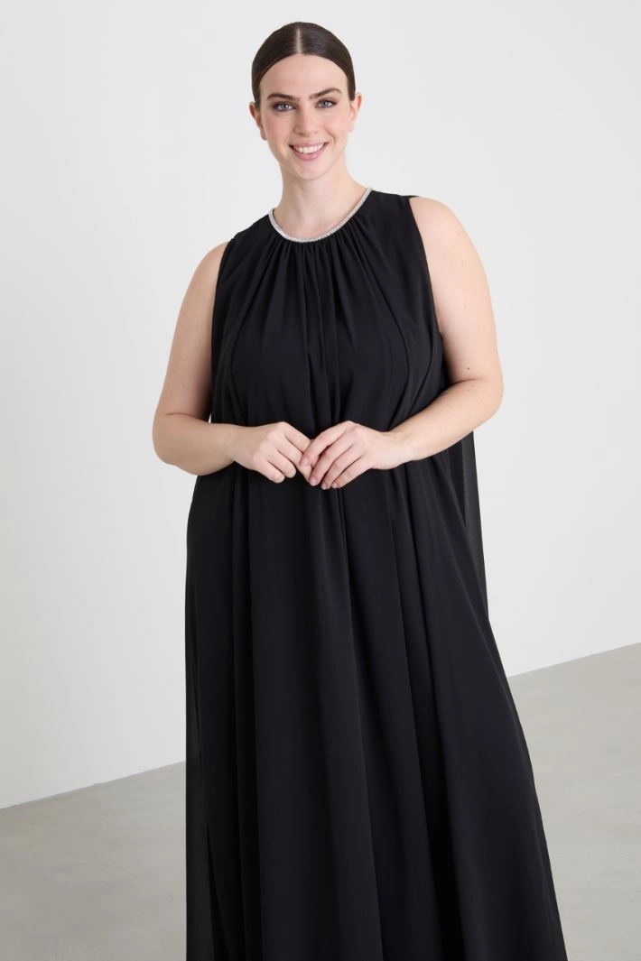 Long crepe dress - BLACK