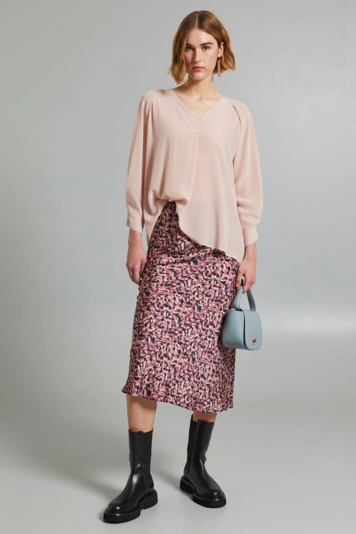 Twill longuette skirt - PINK BLACK