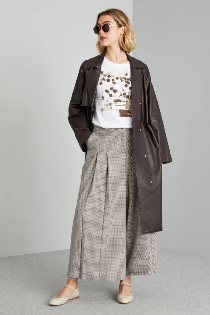 Print-adorned jersey T-shirt - WHITE BROWN