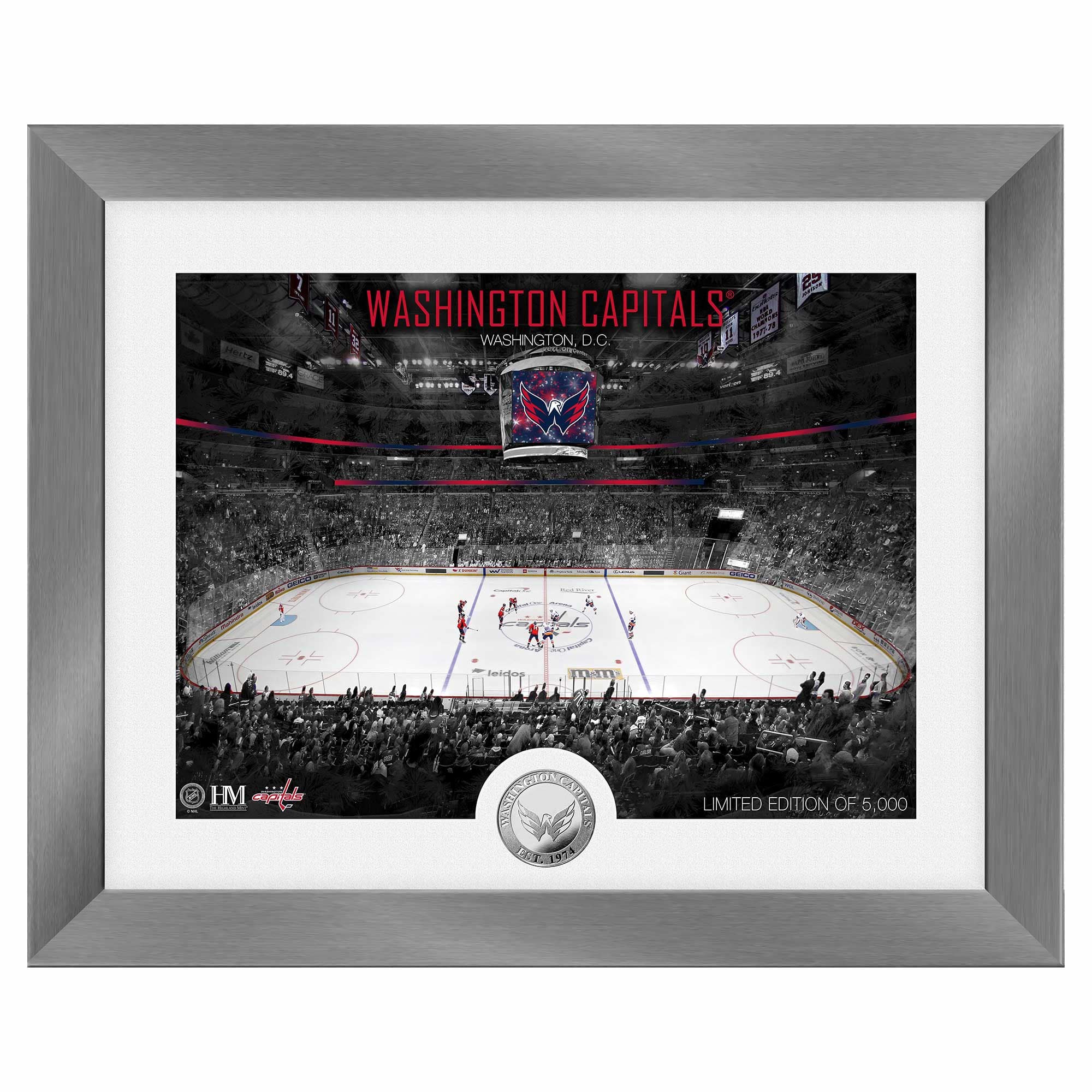Washington Capitals Art Deco Stadium Silver Coin Framed NHL Photo