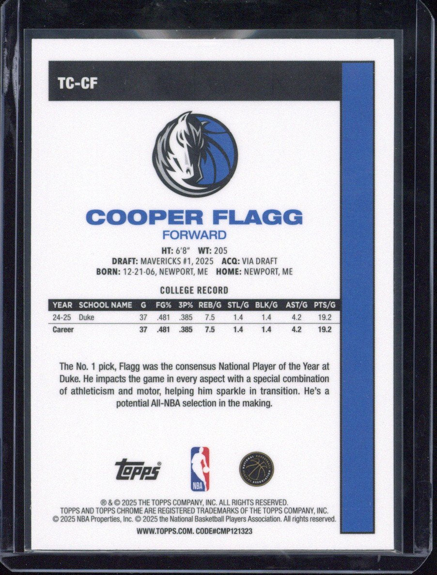 2025 Topps Chrome Cooper Flagg RC #TC-CF