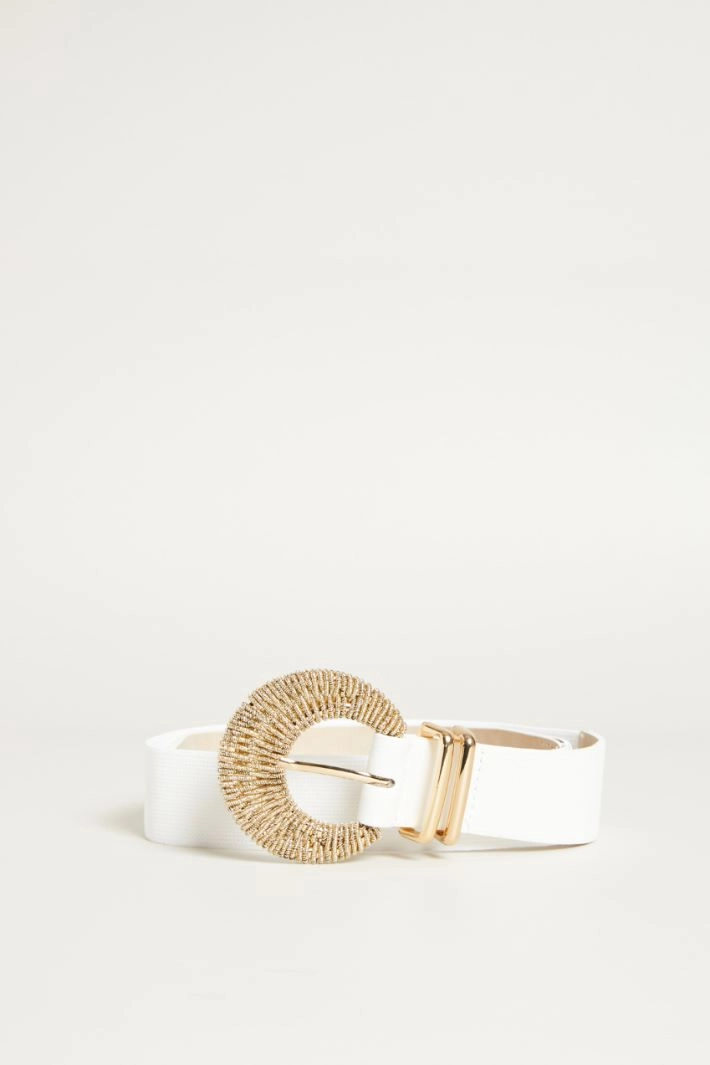 Half-moon buckle belt - WHITE