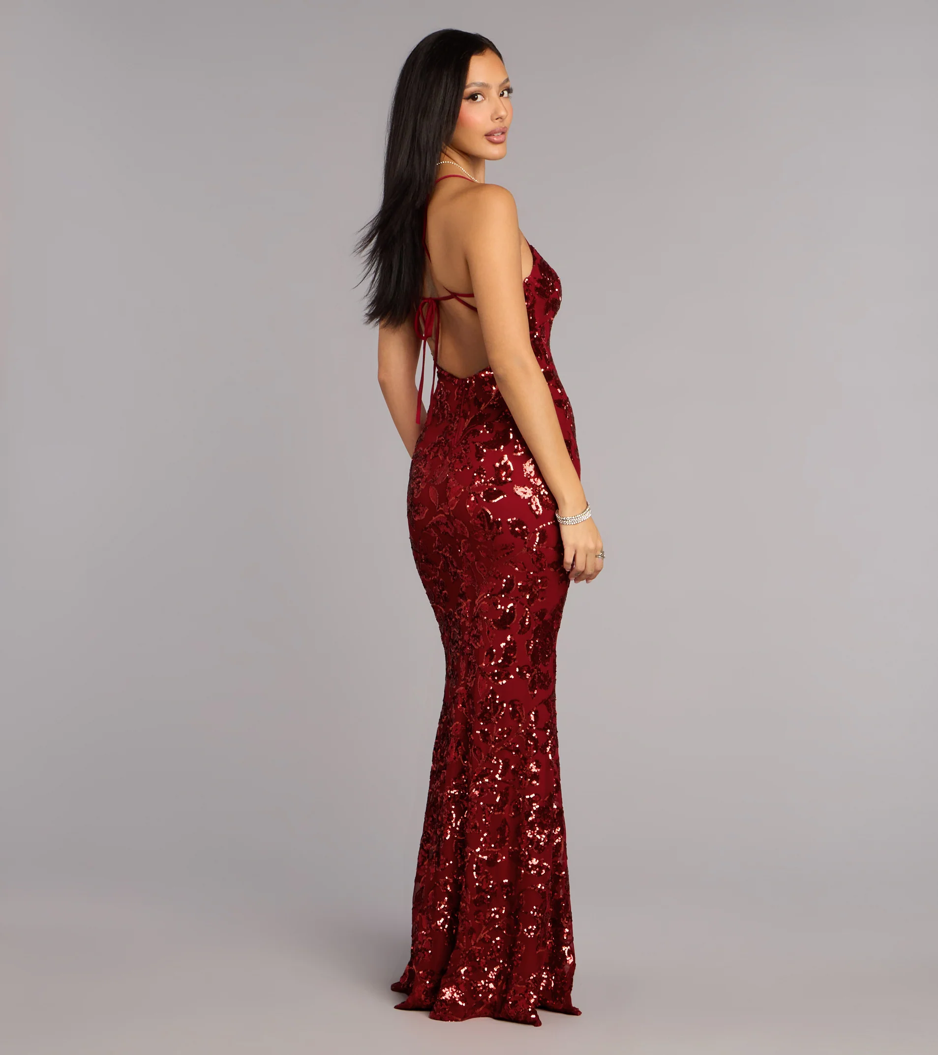 Betty Sequin Strappy Mermaid Formal Dress