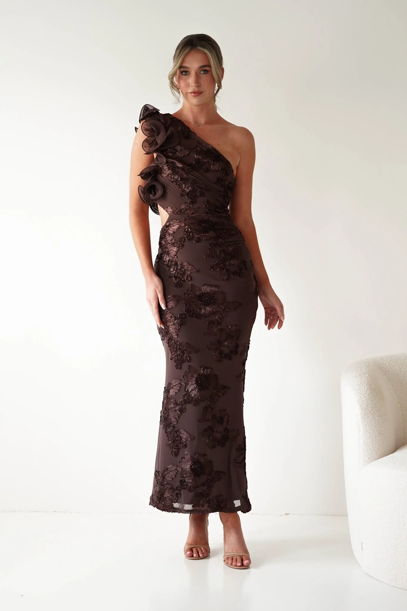 Sydney Bodycon Maxi Dress | Brown Textured