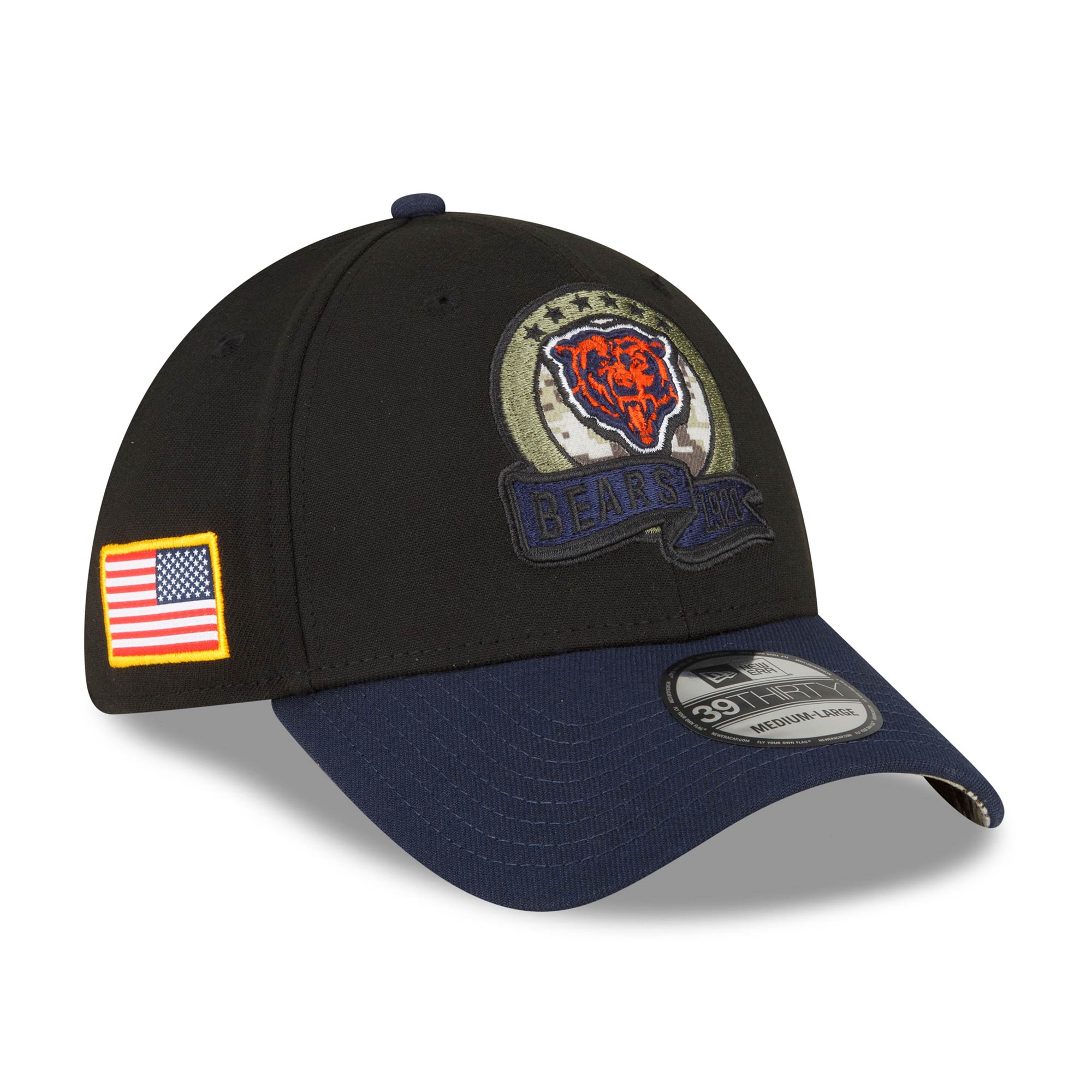 Chicago Bears 2022 NFL On-Field Salute to Service New Era 39THIRTY Flex Cap