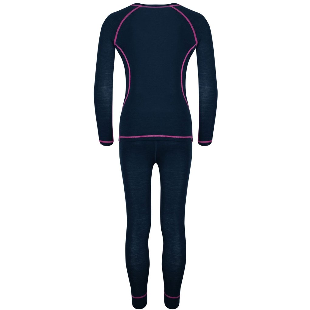 Trollkids Merino Baselayer Underwear Set Girls - Navy/Magenta